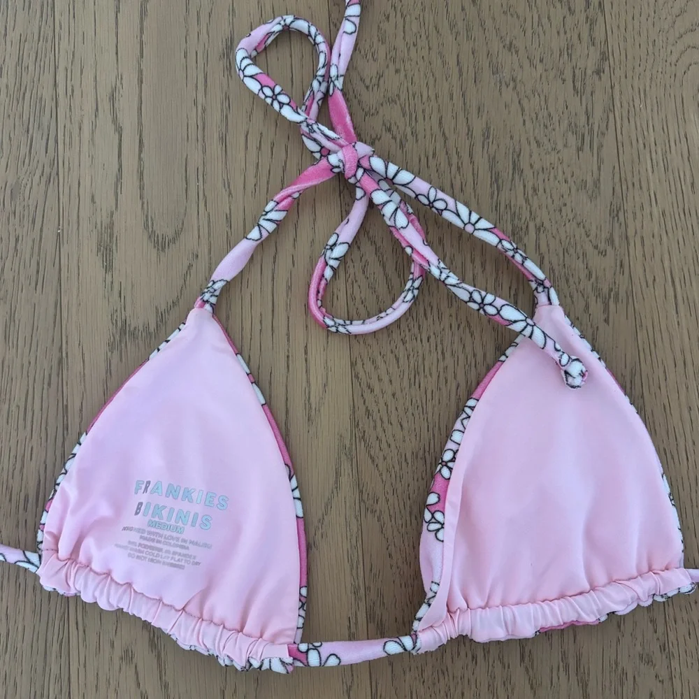 Frankie’s Bikinis Tia Terry Triangle Bikini Top Pink Daisy
